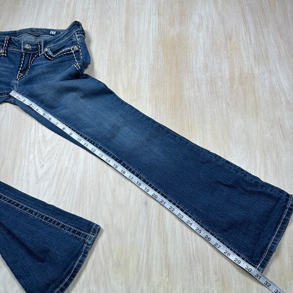 Miss Me Medium Wash Bootcut Jeans Western Cowgirl Stitch Flap Pockets Denim 27 - Picture 6 of 16